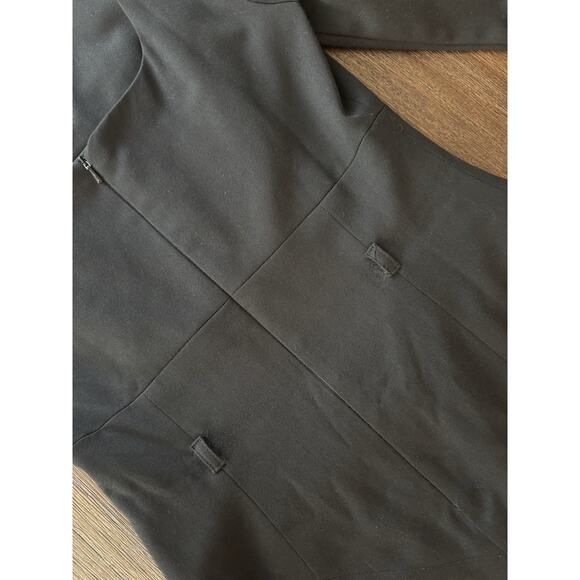 Black Halo 3/4 Sleeve Jackie in Black Stretch Gabardine Belted Sheath Dress 4 - Picture 12 of 15